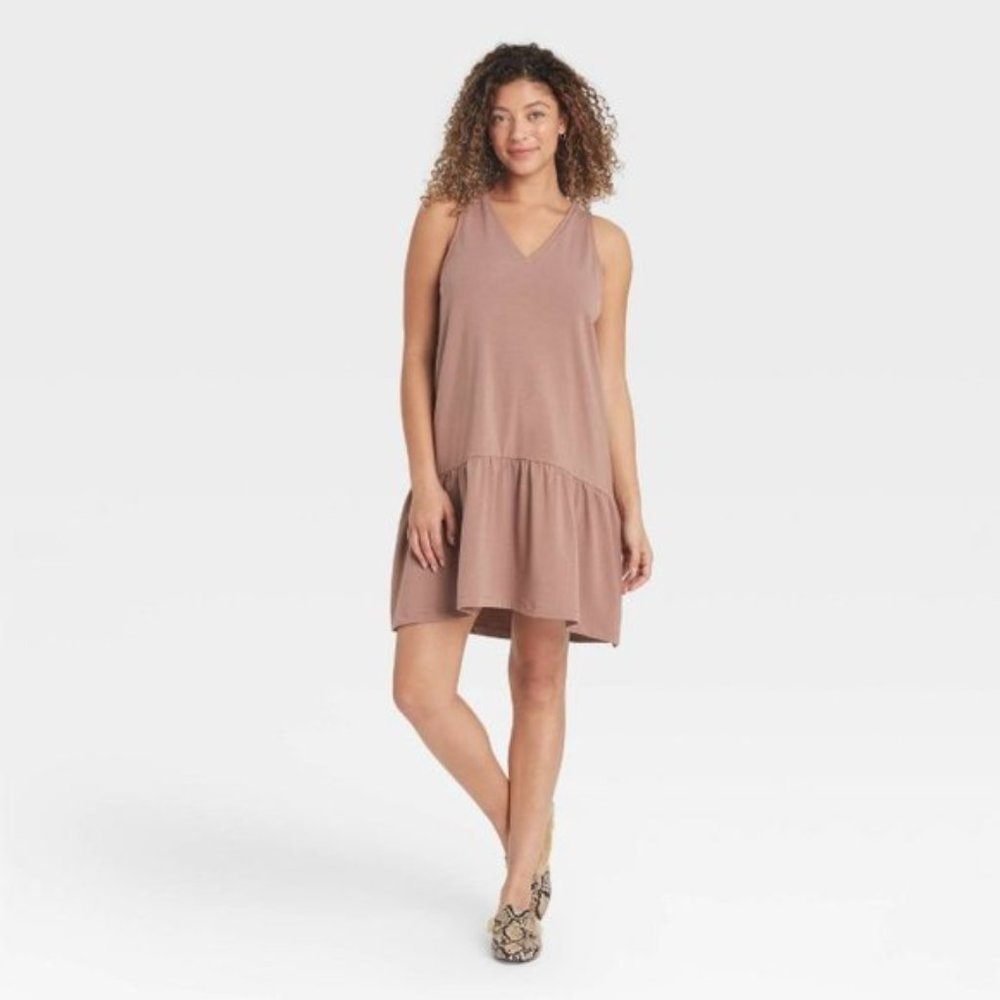 A New Day Mauve Ruffle Hemmed Sleeveless Dress Size Medium